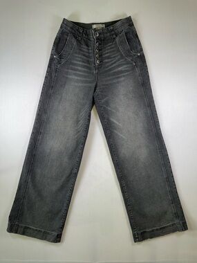 Democracy Button Fly Super High Rise Wide Leg Black Jeans “Ab”technology